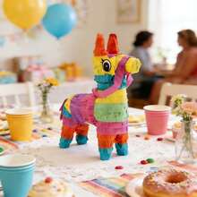 Piñata en forma de burrito miniatura, adecuada para decoración de carnavales y fiestas mexicanas. Artesanía de papel colorida, excelente para celebraciones de cumpleaños y centros de mesa de fiestas festivas. - Multicolor - Ver 13