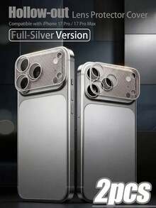 2pcs Metal Hollow Lens Protective Film, Available In Silver, Orange, Blue, Suitable For IPhone 17 Pro Max Camera, Anti-Scratch, Anti-Fall, Efficient Heat Dissipation, Anti-Oxidation, Long-Lasting, Thin And Compatible With Phone Cases - Multicolor - View 11
