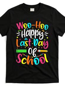 [Último Día de Clases] ¡Woo Hoo! Felicidad y Diversión para Maestros y Estudiantes [Diseño Genial] Camiseta Unisex de Estilo Urbano en , Cuello Redondo Cómodo, Diseño y Mangas del Mismo Género, Camisetas para Hombre - Negro - Ver 6