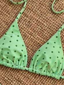 Random Floral Print Bikini Set For Beach Vacation - Mint Green - View 4