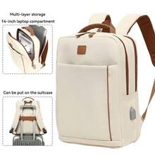 Teenager Backpack, Large Capacity, Multi-Function, 14-Inch Laptop, Casual School/Office Travel Bag - Multicolor - View 13