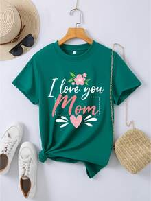 Camiseta Personalizable para Mujer con Nombres Personalizados, con Diseños de Corazón y 'Te Amo'... Transpirable, Casual, Elegante, de Cuello Redondo y Manga Corta - Negro - Ver 9