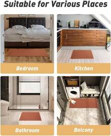 Waffle Bath Mat, Absorbent Non Slip Bathroom Rug With Tassels, Rubber Backed Floor Mat, Machine Washable Decorative Mat For Bathroom, 17" X 24", Brown - 髒橙 - 查看 6