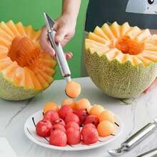 Stainless Steel Fruit Ball Scoop, Reusable Watermelon Scoop, Creative Carving Tool, Fruit Ball Maker, Watermelon Scoop, Fruit Cutter, Kitchen Gadgets, Ergonomic Design, Anti-Rust Fruit Ball Scoop, Easy To Use For Fruits, Reusable Watermelon Scoop, Creative Melon Ball Scoop - Multicolor - View 10