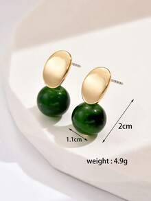 1对绿色简约圆形串珠吊坠耳环，适合女性佩戴，可用作珠宝配饰、派对礼物、生日礼物等。 - 綠色 - 查看 2