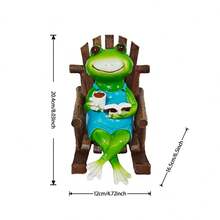 Resin Rocking Chair Frog Reading Figurine, Outdoor Garden Pond Decor, Cute Desktop Micro Landscape Ornament - A - View 4