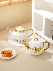 1个陶瓷茶壶，厨房/餐厅/客厅冷水壶，保温壶，适用于茶、咖啡、牛奶、果汁，适合婚礼、派对、送礼、生日等场合。 - 彩色 - 查看 2