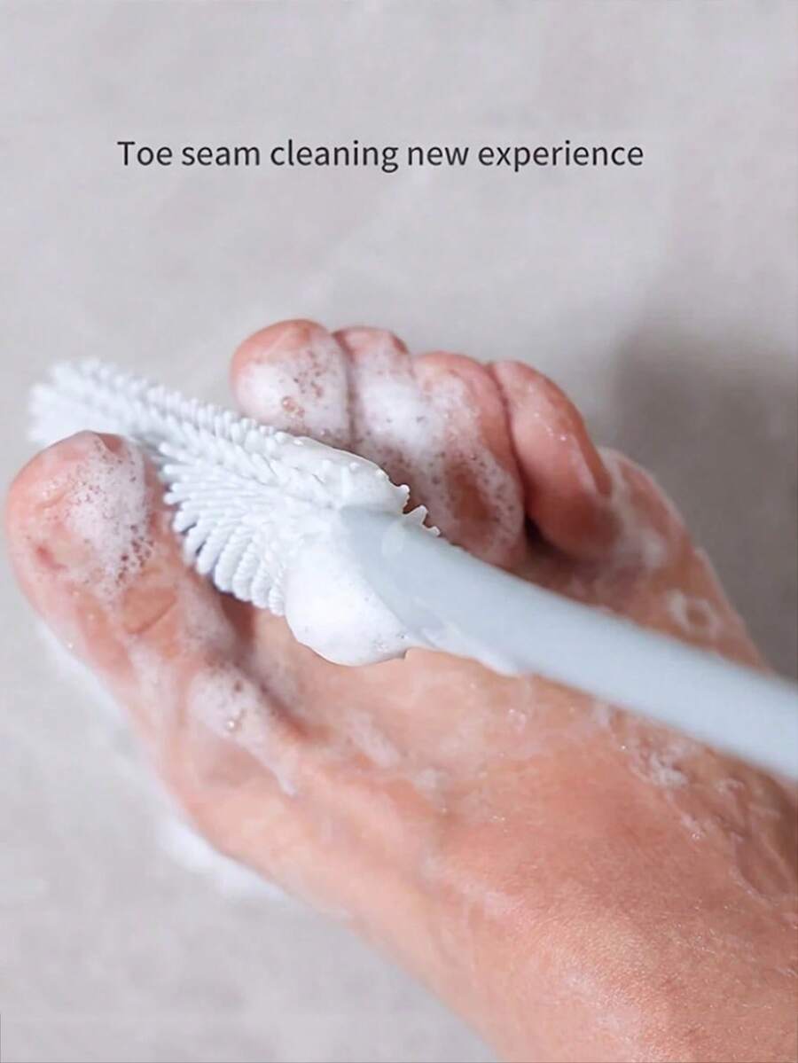 2pcs Toe Gap Cleaning Soft Bristle Foot Brush, Removes Dead Skin And Light Calluses, Foot Exfoliator, Essential For Foot Care, Handheld Foot Washer, Compact & Portable, Durable Bristles, Hygienic Material, Wound Healing Remover, Essential For Beauty Enthusiasts, Personal Care Necessity