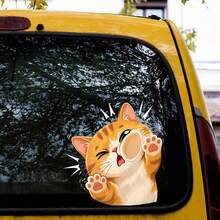 Cute Orange Cat Car Sticker - Funny Cartoon Broken Glass Cat Waterproof Removable UV-Resistant Self-Adhesive Car Truck SUV Van Rear Window And Side Window Sticker - Cat Window Sticker - View 7