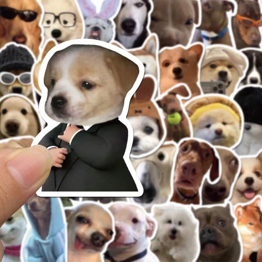 50pcs Cute Dog Expression Stickers, Waterproof Stickers Suitable For Phone Case, Laptop, Water Bottle, Refrigerator, Etc. - Sticker - View 1