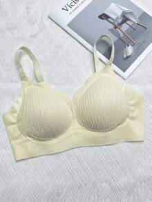 1pc Women's Soft Support Bra, Lift & Gather, Prevent Sagging & Side Bulge, Seamless Wireless Bra - Champagne - View 6