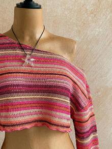 Casual 2-Piece Set Consisting Of A Cropped Top With An Irregular Neckline And Lettuce Hem, And Shorts, In A Solid Color, For Vacation, Spring/Summer - Multicolor 13 - View 4
