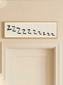 1pc Canvas Wall Art Framed Wall Decor "Zzzzzz" Sleep Theme Wall Art Poster, Hand-Painted Neutral Beige And Black Canvas, Long Banner With Humorous Bedroom Slogan, Minimalist Cozy Artwork Perfect For Bedroom, Children's Room, Guest Room, Home Decor Gift, Hallway Decor Slogan, Entryway Or Bedroom Decorative Text, Apartment Decor, Campus Style Artwork, Home Decor Aesthetic, Gift, Holiday Decor, Kitchen Decor - Multicolor - View 3