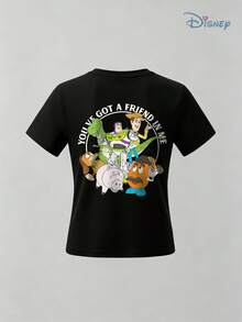 Boys' Disney Toy Story "You've Got A Friend In Me" Group Graphic T-Shirt, Kids Classic Movie Crew Tee, Soft Casual Top For Boys, Perfect For Playdates, School & Everyday Wear - 黑色 - 查看 2