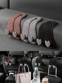 Heart-Shaped Car Seat Headrest Hook, Dual-Hook Design, Universal Rear Seat Storage Rack, Car Accessories - A - View 1