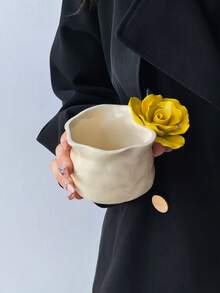 1个时尚手工花朵拿铁杯,复古奢华优雅女士咖啡杯,高品质逼真手工花朵,适合日常拉花、下午茶,贴心礼物 - 彩色 - 查看 17