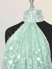 Vestido mini ajustado de cuello alto y espalda descubierta - verde menta - Ver 4