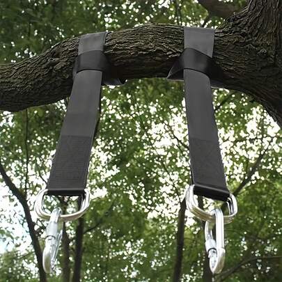 重型吊床绑带套装，适用于所有类型的秋千，配有2个登山扣，户外秋千吊床游乐场配件