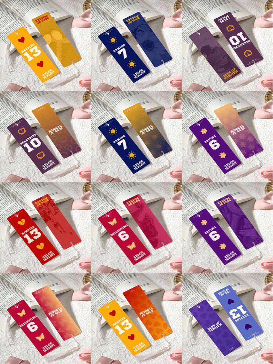 2pcs PET Pattern Printed Bookmarks, Exquisite Waterproof, Practical, Unique Pattern Design, Add Fun To Reading, Perfect Gift For Back To School, Valentine's Day (Random Color Tassel) - Multicolor - View 1