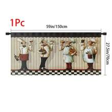 1 pieza, Decoración del hogar, Falda de mesa con estampado de chef, Cortina pequeña de cocina, Cortina de cubierta de gabinete de cocina, Con agujeros para cortina, Fácil de colgar, Rectangular, Tejido a máquina, Lavable a máquina, Decoración y accesorios de cocina, Perfecto para gabinetes de cocina y decoración del hogar - Multicolor - Ver 15