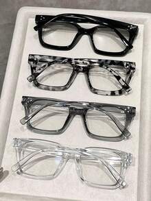 2/4pcs Square Frame Transparent Lens Reading Glasses, Suitable For Reading, Gaming, TV, Computer And Mobile Phone, Unisex Eyewear Accessories - Multicolor - View 3