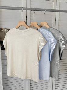 LUNE Set de 3 camisetas básicas de manga corta de unicolor, tops casuales, tops básicos para salir, tops de aeropuerto para mujer, tops de streetwear, tops de verano para mujer, 3 piezas, tops cortos, tops para mujer, camisetas para mujer, tops para salir para mujer, tops de festival para mujer, tops de color amarillo mantequilla para salir para mujer, tops de unicolor, tops sencillos, casuales - Multicolor 5 - Ver 2