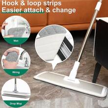 18 Professional Microfiber Mop Floor Cleaning System, Flat Mops With Stainless Steel Handle, 4 Reusable Washable Mop Pads, Wet And Dust Mopping Hardwood, Vinyl, Laminate (White - Trắng & xám - Xem 3
