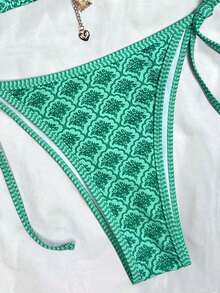 Swim Mod - Conjunto de Bikini de Verano para Mujer, Estampado Floral Verde, Sexy, con Tiras y Copa Triangular - Amarillo - Ver 9