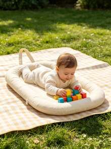 Bantal Kursi Goyang Portabel untuk Bayi Baru Lahir, Cocok untuk Bayi Usia 0-12 Bulan, Dapat Digunakan sebagai Kursi Lantai Bayi dan Alas Kursi Goyang di Rumah/Perjalanan (Krem/Warna-warni) - Bantal dudukan bayi - View 6