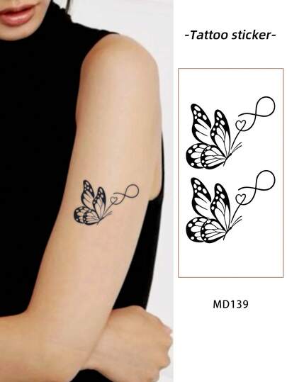 1pc Waterproof & Smudge-Proof Butterfly Tattoo Sticker, PVC Faux Temporary Tattoo For Daily Use