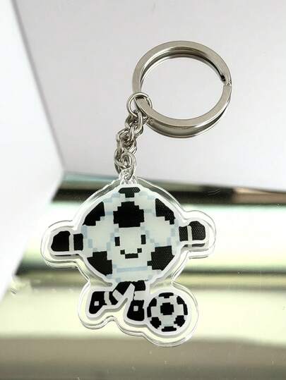 2Dフラット、ピクセルフットボールプレイヤーアクリルキーチェーン、両面印刷スポーツバッグチャーム、レトロ8ビットピクセルスタイルキーリング、バックパック、スーツケース、車の鍵、財布のジッパーペンダントに適しています、高品質なサッカーファンの装飾ペンダント、耐久性のある透明なアクリルチャーム