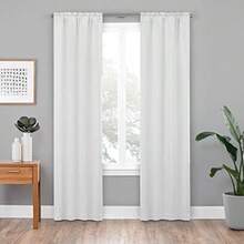ECLIPSE - Forro térmico Opaco Liso Minimalista para Cortinas de Ventana con Ganchos para Cortinas Juego de 2 Paneles , 27 x 80 Pulgadas, Color Blanco - Blanco - Ver 4