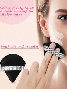 5/3/1pcs Black Triangle Makeup Sponge Set, Soft Velvet Texture, Suitable For Makeup, Home Decor, Vanity, Travel, Bedroom, Ideal Makeup Accessory. Set Includes Powder Puff, Makeup Sponge, Makeup Sponge, Makeup Sponge. Affordable Price, Great For Christmas Gift, Stocking Stuffer, Giveaway, Travel, Daily Use - Multicolor - View 6