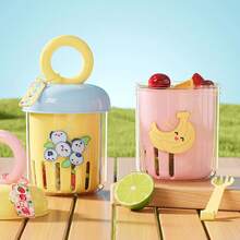 Taza de fruta de dopamina UFORU, taza de yogur portátil a prueba de fugas para exteriores con tenedor, taza de drenaje de plástico de doble capa de calidad alimentaria para Picnic - Amarillo - Ver 4