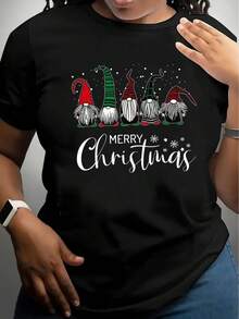 1 Women's Casual Christmas Short Sleeve T-Shirt, 100% Thick Cotton - Comfortable Round Neck, Soft And Pretty T-Shirt, 180g 100% Cotton. - 白色 - 查看 8