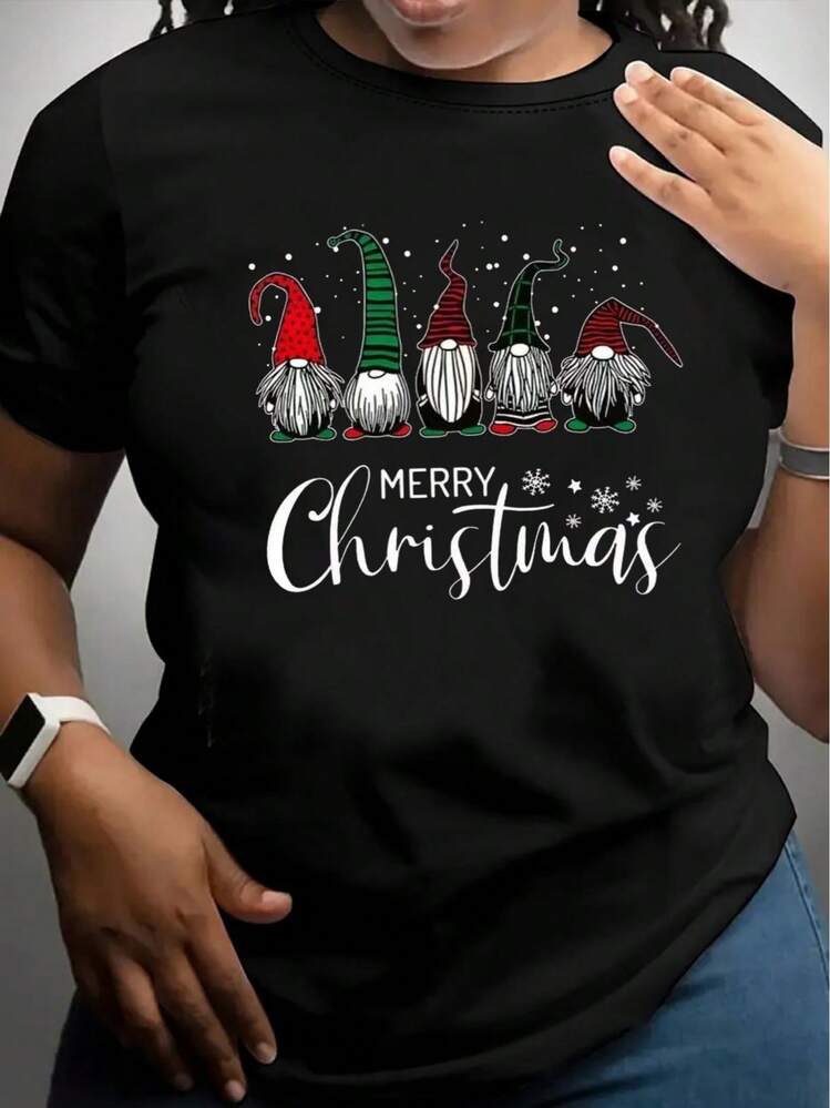 1 camiseta de manga corta casual navideña para mujer, 100% algodón grueso - cuello redondo cómodo, camiseta suave y bonita, 180g de algodón 100%. - Blanco - Añade 8