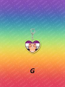 1个亚克力可爱条纹猫咪爱心LGBT主题吊坠装饰，背包配件/包包挂饰/书包配件/钱包吊坠/送朋友的礼物 - 彩色 - 查看 10