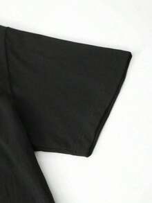 1 pieza Camiseta Casual de Manga Corta para Mujer con Estampado del Alfabeto en Lengua de Señales ABC para Maestros, 180g 100% Algodón, los diseños están impresos. Unisexo. - Negro - Ver 5