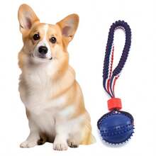 Jouet de balle à nœud en corde pour chien avec poignée, balle de football en os pour animal de compagnie avec cordon élastique, balle de mastication et de dentition durable pour l'entraînement à la mastication, jeu de maintien pour chiot, tir à la corde, rapporter, lancer, entraînement pour chiens de taille moyenne et petite, balle élastique en TPR, entraînement à l'agilité, jouet puzzle interactif, jouets pour chiens pour les masticateurs agressifs - Multicolore - Voir 12
