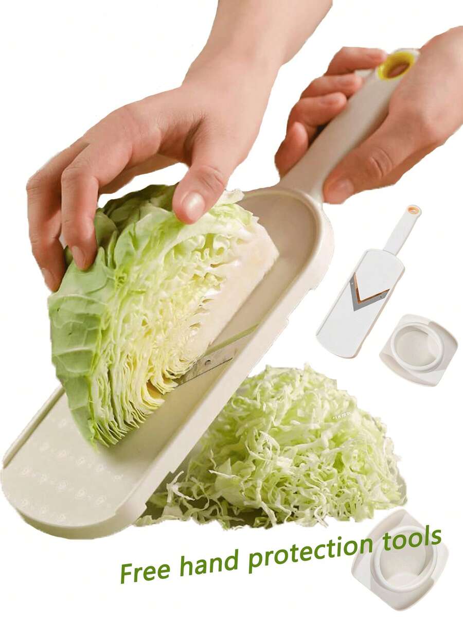 Bộ 1 máy thái rau củ Mandoline + găng tay chống cắt, máy cắt bắp cải cầm tay, máy băm và bào rau củ đa năng. Lưỡi dao bằng thép không gỉ với thiết kế bảo vệ tay tiện dụng, dễ sử dụng và ngăn ngừa tổn thương tay. Dễ dàng thái nhỏ bắp cải, rau xanh, dưa chuột, hành tây, khoai tây, cà rốt và các loại trái cây/rau củ khác. Dụng cụ thái lát nhà bếp, máy thái và băm rau củ dùng trong nấu ăn tại nhà, làm salad, nướng ngoài trời, nhà hàng. Dụng cụ nhà bếp, đồ dùng gia đình, dụng cụ gọt vỏ, máy bào, máy thái rau củ Mandoline.