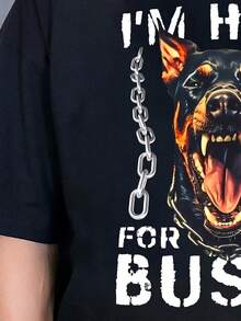 Camiseta de Hombre con Estampado de Moda, Top Casual Cómodo de Verano, Camisa de Manga Corta Adecuada para Actividades Diarias - Negro - Ver 3