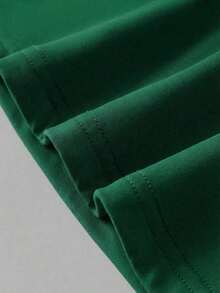Blusa de manga corta y cuello redondo casual y elegante, adecuada para uso diario, ir al trabajo y salir, primavera/verano - Verde - Ver 9