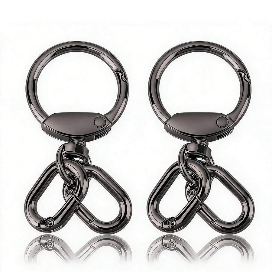 2 chiếc móc khóa xoay, móc khóa lò xo xoay hai đầu bằng kim loại, móc khóa carabiner xoay có vòng lò xo, thích hợp cho móc chìa khóa, túi xách, ví, dây đeo, đồ thủ công DIY.
