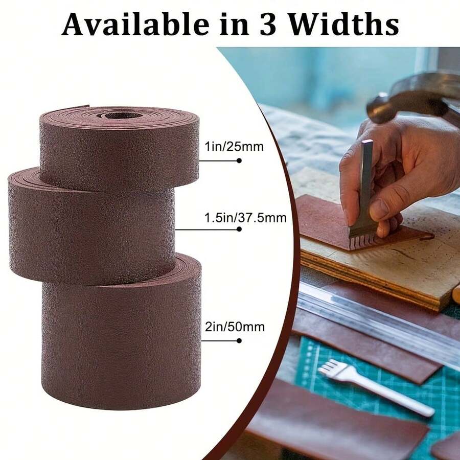 1卷仿皮纹理扁平带(251厘米 x 2.5厘米),双面可用仿皮,适用于领带、腰带、手链、宠物项圈、工艺材料和贴纸工艺套装,感恩节和新年礼物 - 皮條帶 - 查看 1