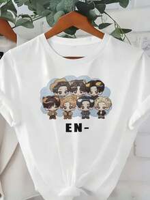 Damen T Shirt Modisch Bequem Alltag Mode Top Perfekt Für Sommer Neuheiten - White - View 2