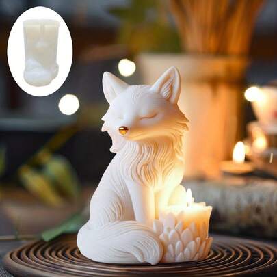 Elegant Fox Shaped Candle Mold, Silicone Mold For Cute Closed-Eye Little Fox Shaped Candle, Aroma Candle Mold, Cute Fox Resin Concrete Cement Mold, New Year Gift