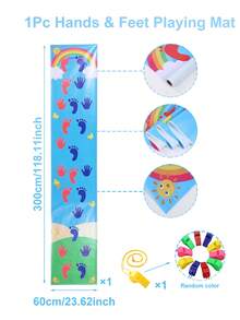 Alfombra de aventura portátil para acondicionamiento físico - Alfombra de juego de manos y pies para baby shower, fiesta de cumpleaños, con superficie fácil de limpiar y diseño plegable, ideal para viajes de camping, unión familiar - Multicolor - Ver 8