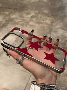 حالة هاتف TPU مقاومة للصدمات بتصميم بسيط ذات نجمة خماسية مطلية بالكهرباء شفافة باللون الأحمر ، متوافقة مع أجهزة آبل 17، 16، 15، 14، 13، 12، 11 برو ماكس، إير - متعدد الألوان - مشاهدة 3