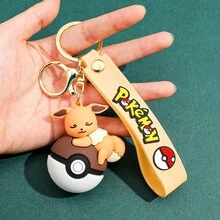 Hasbro 1pc Pokeball Keychain Set, Eevee Plush Keychain, Anime Collectible Keychain Suitable For Bags, Backpacks, Gifts - Multicolor - View 8