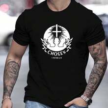 Printed T-Shirt For Men And Women - 黑色 - 查看 1